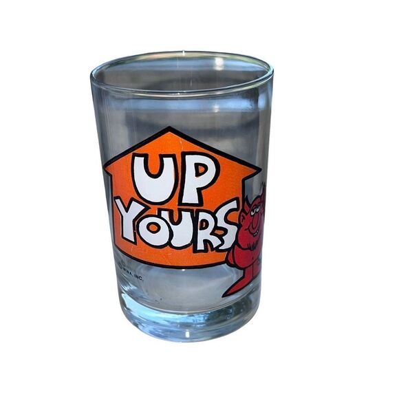 Vintage One Glass Up Yours Print Shot Glass Vodka - Picture 6 of 11